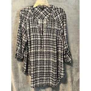 Torrid Harper Black White Plaid Print Tunic‎ Top Blouse Plus Size 1